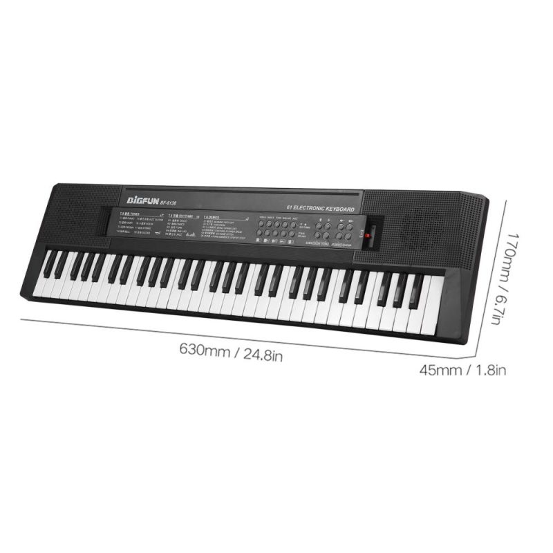 Keyboards & Pianos |   61 Keys Digital Music Electronic Keyboard Kids Multifunctional Electric Piano for Piano Student with Microphone Function Musical Instrument Black+White Keyboards & Pianos Black+White