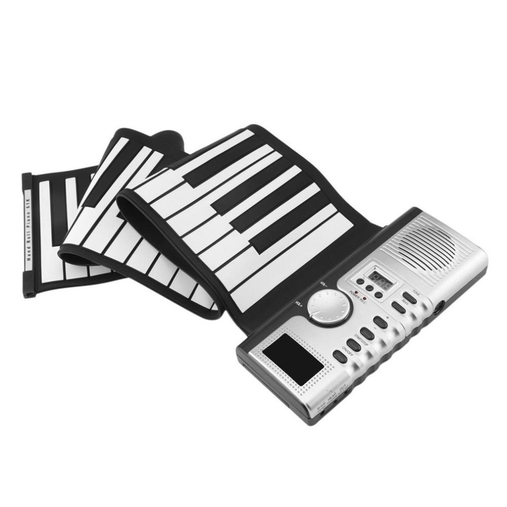 Keyboards & Pianos |   61 Keys Roll Up Piano Keyboard Portable Soft Silicone Electronic Piano Black & White Keyboards & Pianos Black & White