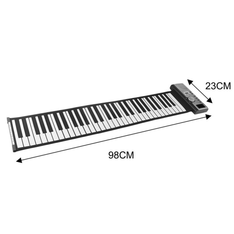 Keyboards & Pianos |   61 Keys Roll Up Piano Keyboard Portable Soft Silicone Electronic Piano Black & White Keyboards & Pianos Black & White