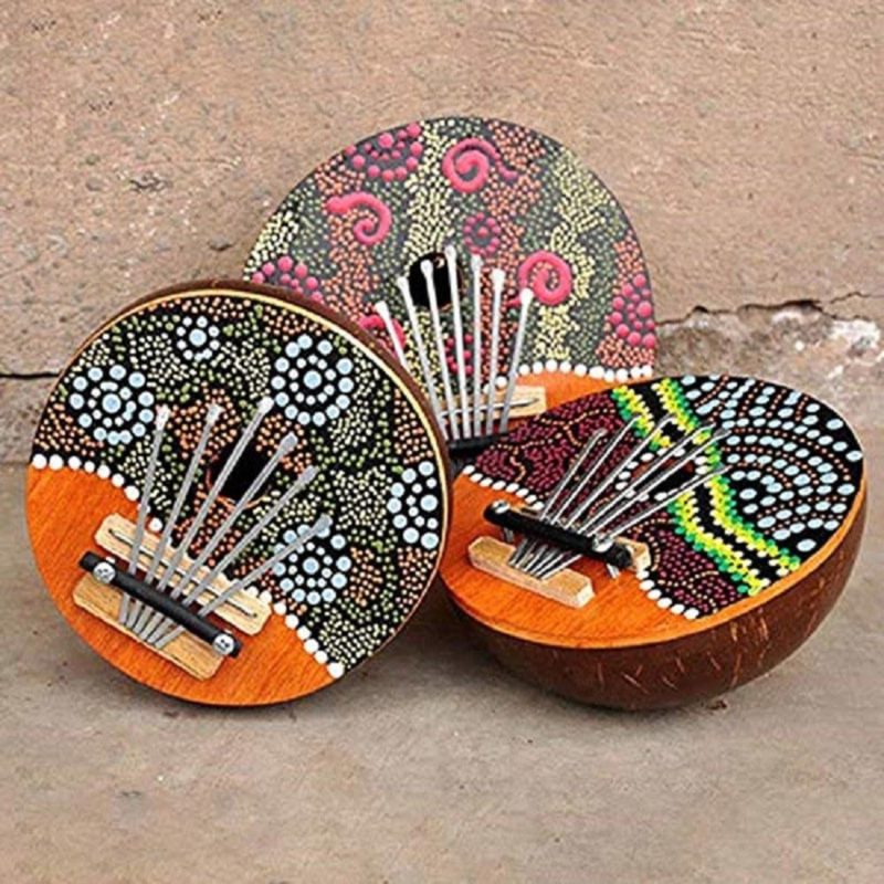 Keyboards & Pianos |   7 Keys Adjustable Coconut Shell Painted Thumb Piano Kids’ Finger Percussion Keyboard Musical Instrument Wood Keyboards & Pianos Keyboards & Pianos