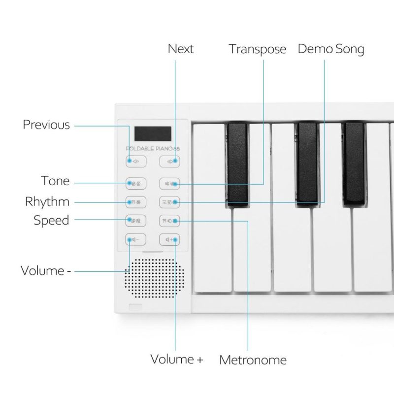 Keyboards & Pianos |   88 K-eys Foldable Piano Digital Piano Portable Electronic Keyboard Piano White & Black Keyboards & Pianos Keyboards & Pianos