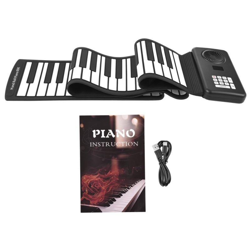 Keyboards & Pianos |   88 Key Portable Piano Handroll Electronic Piano Black Keyboards & Pianos Black