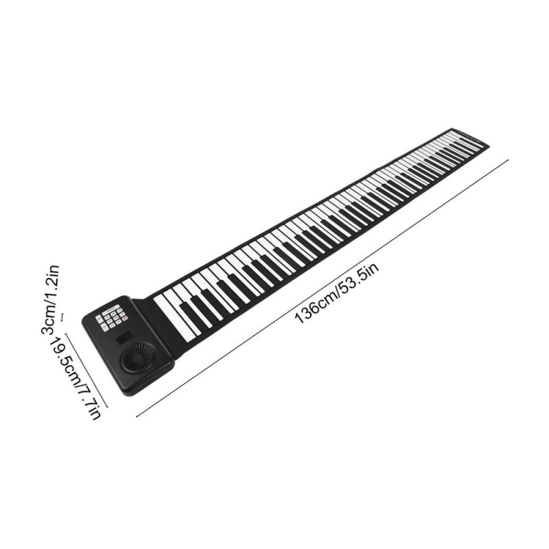 Keyboards & Pianos |   88 Key Portable Piano Handroll Electronic Piano Black Keyboards & Pianos Black