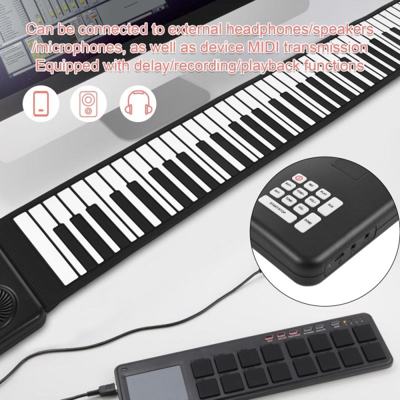 Keyboards & Pianos |   88 Key Portable Piano Handroll Electronic Piano Black Keyboards & Pianos Black