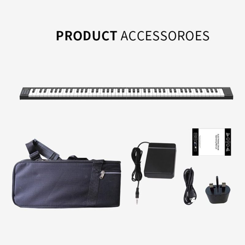 Keyboards & Pianos |   88 Keys Keyboard Piano Portable Digital Piano with LCD Display Black & White Keyboards & Pianos Black & White