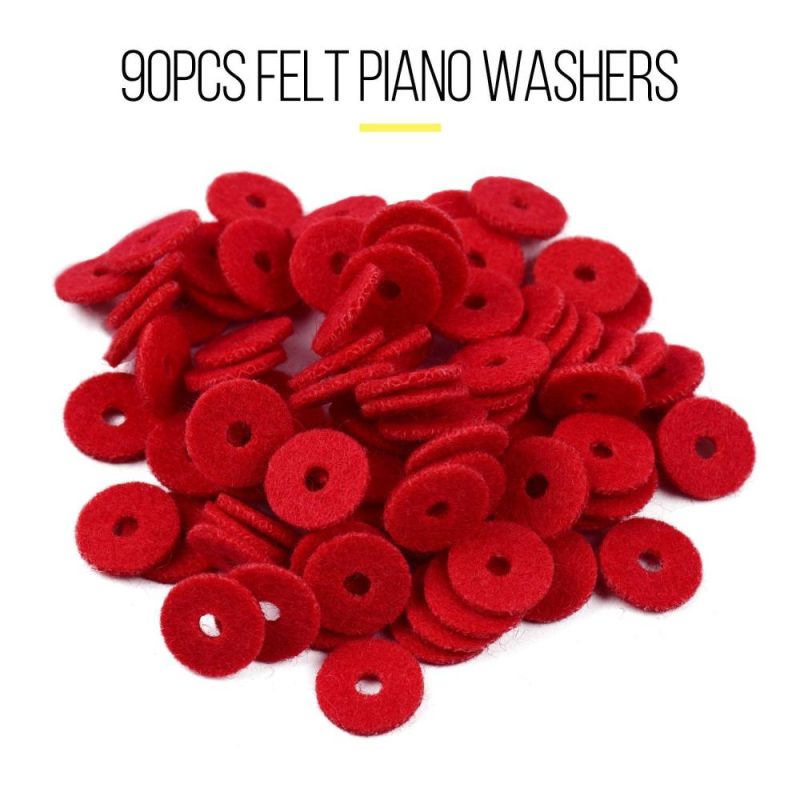 Keyboards & Pianos |   90pcs Felt Piano Washers Pads for Piano Tuning Accessories Red Keyboards & Pianos Keyboards & Pianos