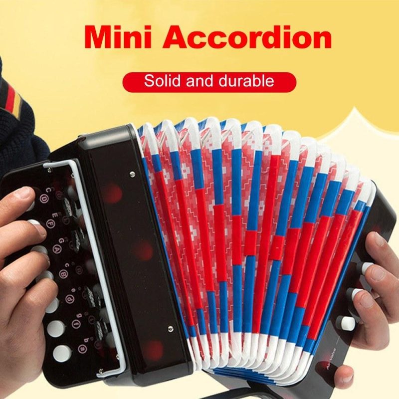 Keyboards & Pianos |   Accordion Instrument 7 Keys 2 Bass Small Accordion Blue Keyboards & Pianos Blue