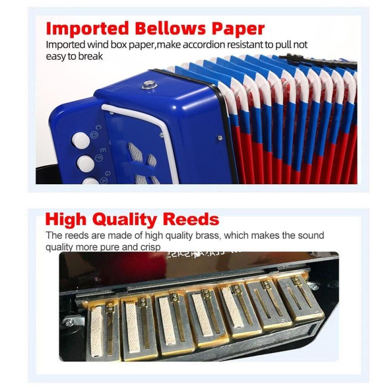 Keyboards & Pianos |   Accordion Instrument 7 Keys 2 Bass Small Accordion Blue Keyboards & Pianos Blue