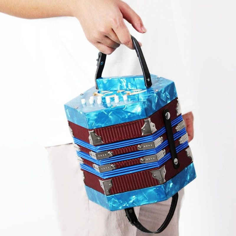 Keyboards & Pianos |   Concertina Accordion 20-Button 40-Reed Anglo Style with Carrying Bag Blue Keyboards & Pianos Blue