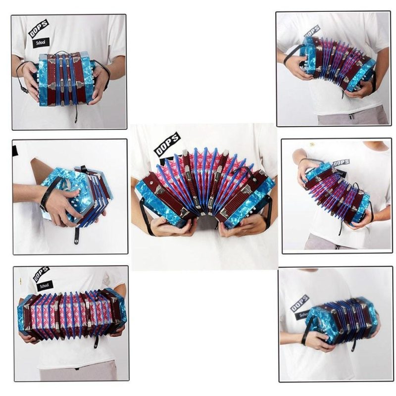 Keyboards & Pianos |   Concertina Accordion 20-Button 40-Reed Anglo Style with Carrying Bag Blue Keyboards & Pianos Blue