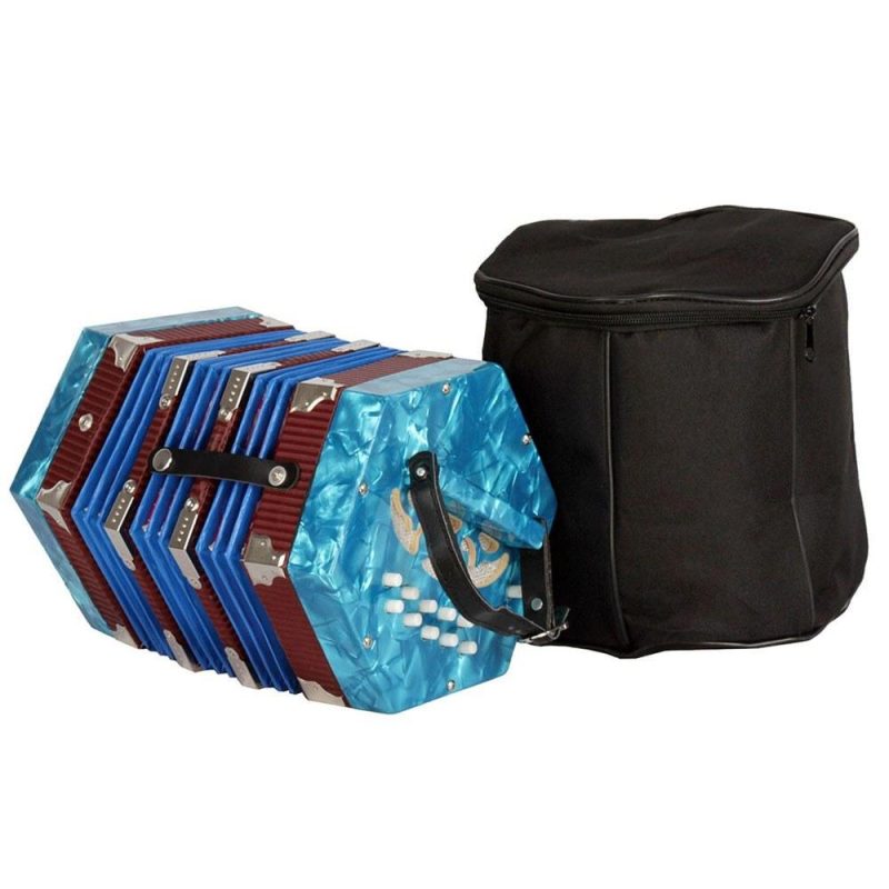 Keyboards & Pianos |   Concertina Accordion 20-Button 40-Reed Anglo Style with Carrying Bag Blue Keyboards & Pianos Blue