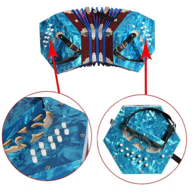 Keyboards & Pianos |   Concertina Accordion 20-Button 40-Reed Anglo Style with Carrying Bag Blue Keyboards & Pianos Blue