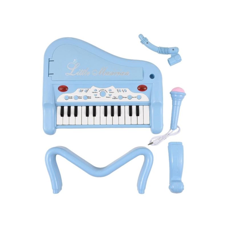 Keyboards & Pianos |   DJ201 25-Key Electronic Keyboard – Mini, Portable, High-Quality Sound, Rotatable Microphone Blue Keyboards & Pianos Blue