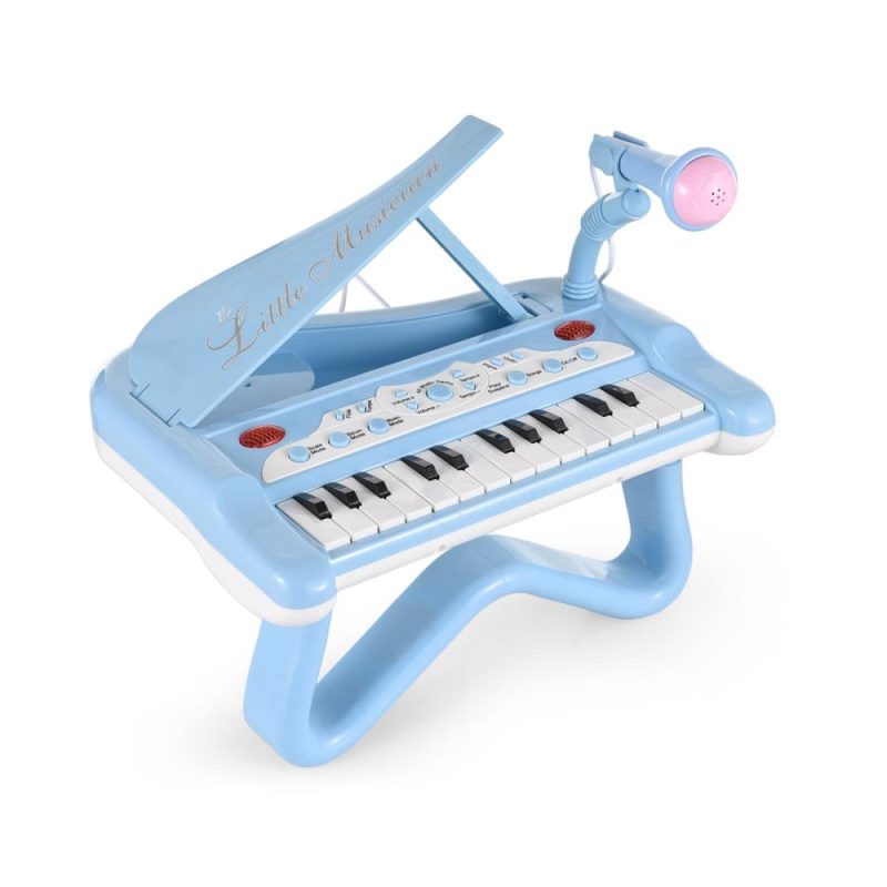 Keyboards & Pianos |   DJ201 25-Key Electronic Keyboard – Mini, Portable, High-Quality Sound, Rotatable Microphone Blue Keyboards & Pianos Blue