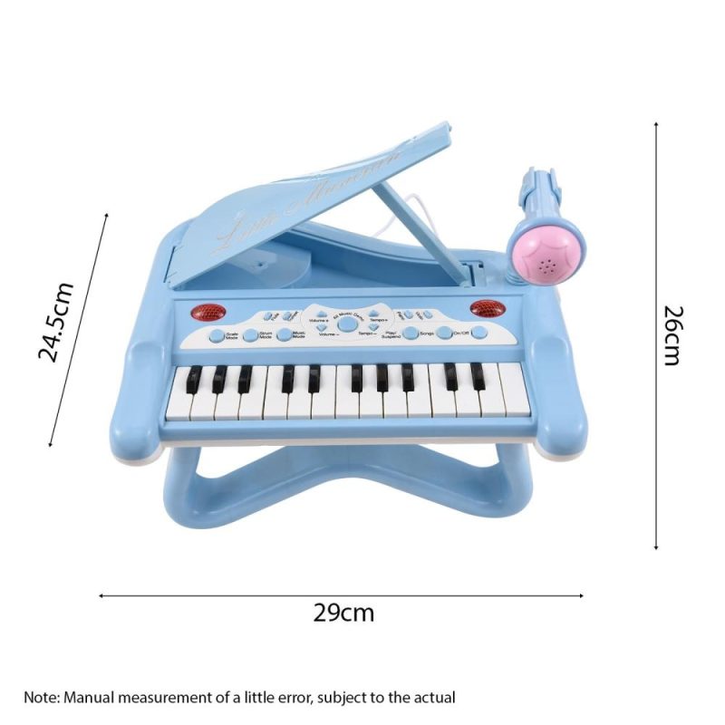 Keyboards & Pianos |   DJ201 25-Key Electronic Keyboard – Mini, Portable, High-Quality Sound, Rotatable Microphone Blue Keyboards & Pianos Blue