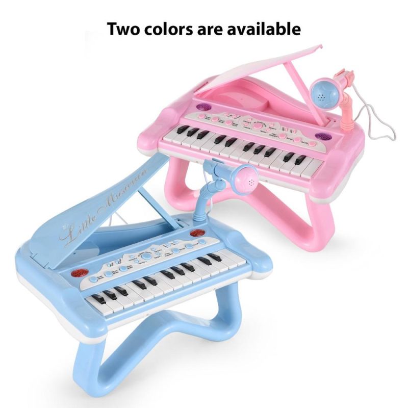 Keyboards & Pianos |   DJ201 25-Key Electronic Keyboard – Mini, Portable, High-Quality Sound, Rotatable Microphone Blue Keyboards & Pianos Blue