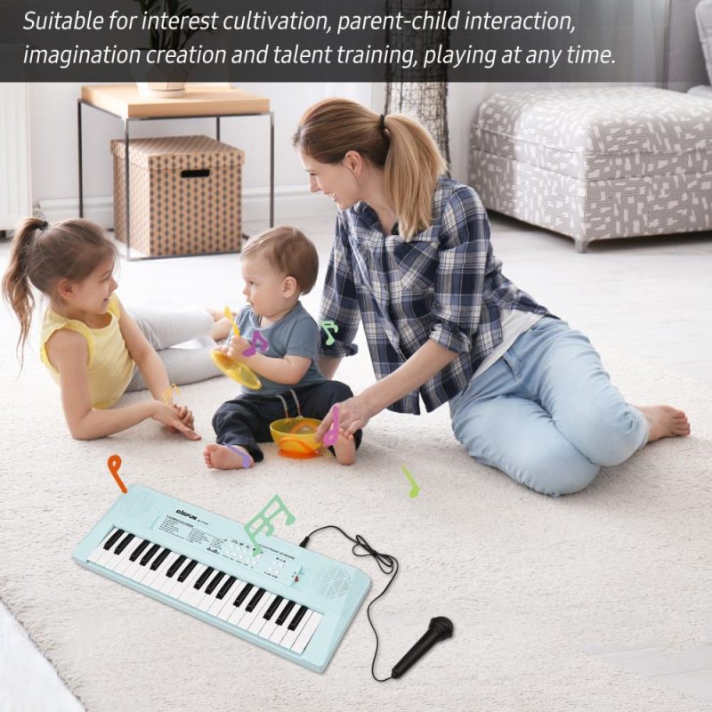 Keyboards & Pianos |   Electronic Piano with Mini Keyboard 37-Key Electronic Keyboard Piano Children’ s Piano Blue Musical Instruments Blue