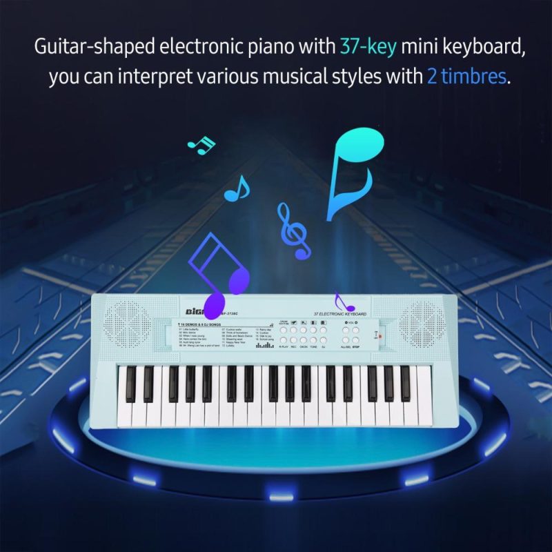 Keyboards & Pianos |   Electronic Piano with Mini Keyboard 37-Key Electronic Keyboard Piano Children’ s Piano Blue Musical Instruments Blue