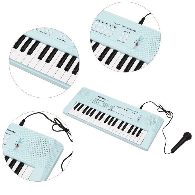 Keyboards & Pianos |   Electronic Piano with Mini Keyboard 37-Key Electronic Keyboard Piano Children’ s Piano Blue Musical Instruments Blue