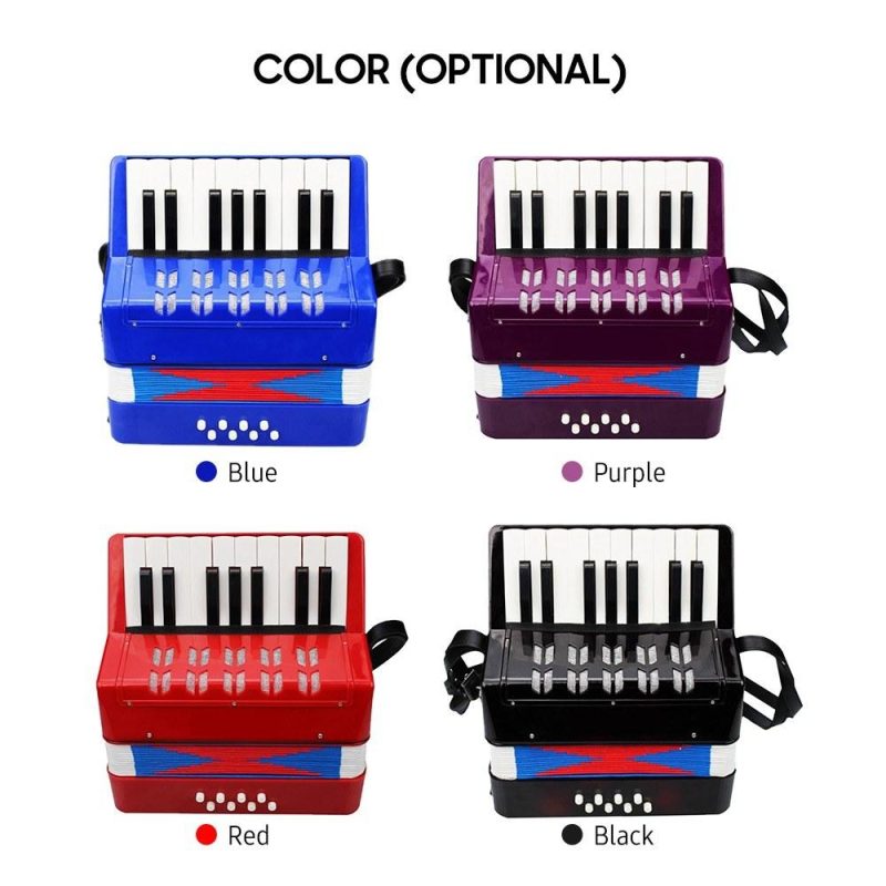 Keyboards & Pianos |   Kids Children Accordion 17-Key 8 Bass Mini Small Accordion Educational Musical Instrument for Beginner Birthday Gift Black Keyboards & Pianos Black