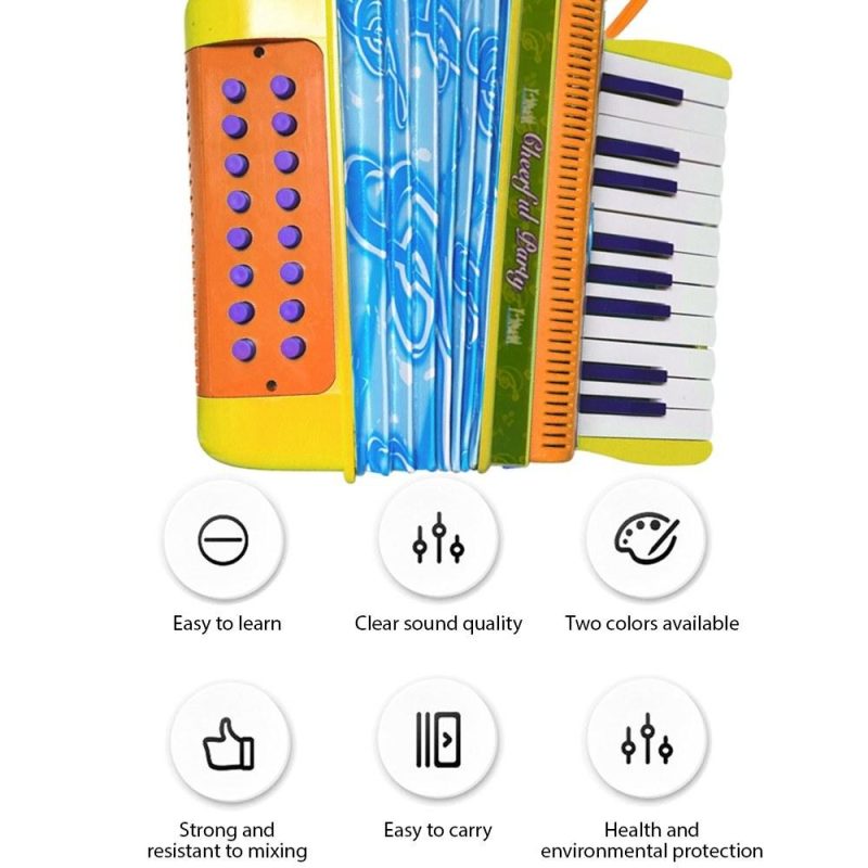 Keyboards & Pianos |   Mini 20-key 16-bass Accordion ABS Material with Buckle Lightweight Button Accordion Yellow Keyboards & Pianos Keyboards & Pianos