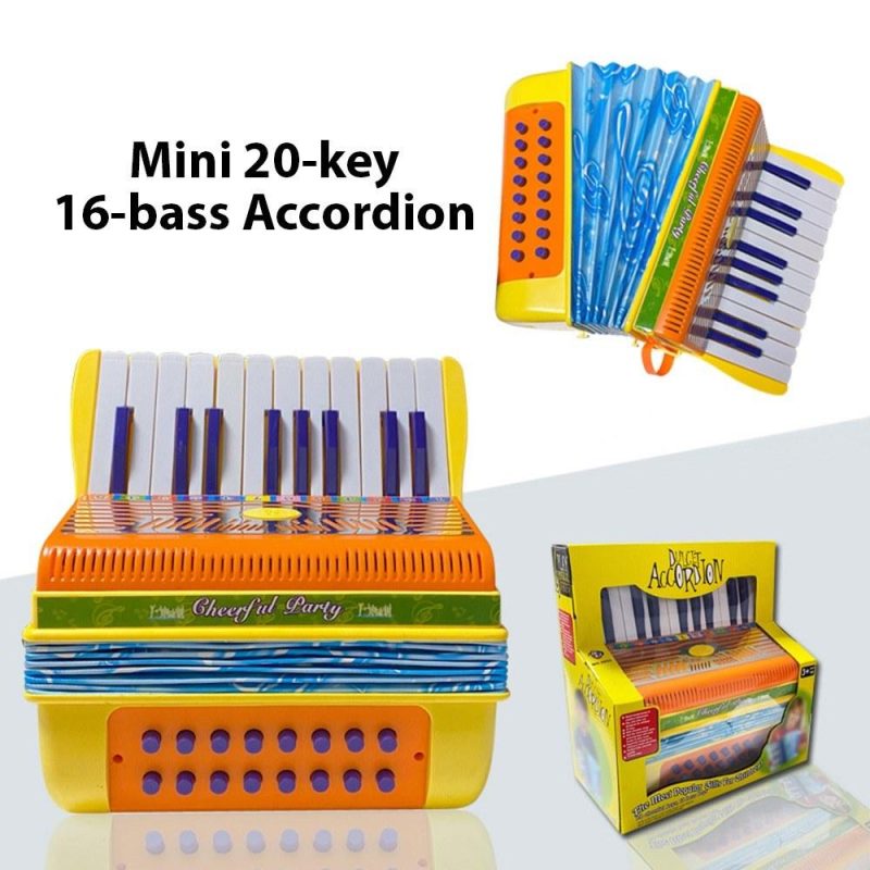 Keyboards & Pianos |   Mini 20-key 16-bass Accordion ABS Material with Buckle Lightweight Button Accordion Yellow Keyboards & Pianos Keyboards & Pianos