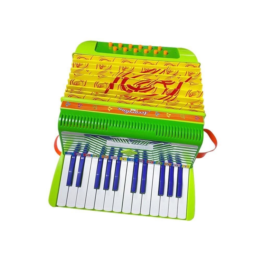 Keyboards & Pianos |   Mini 24-key 12-bass Accordion ABS Material with Buckle Musical Instrument for Beginners Green Keyboards & Pianos Green