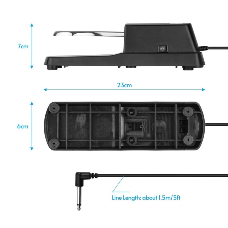 Keyboards & Pianos |   Piano Sustain Pedal Keyboard Damper Pedal 6.35mm Plug Black Keyboards & Pianos Black