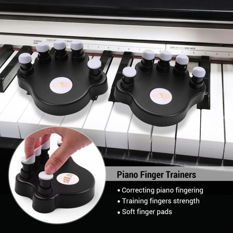 Keyboards & Pianos |   SP-140 Piano Finger Trainers Fingers Strength Training Tools Finger Correctors for Piano Beginners, 1 Pair/Pack Black Keyboards & Pianos Black