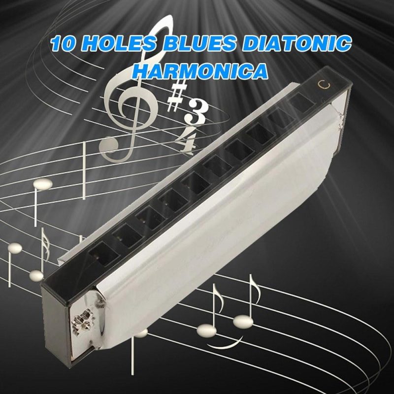 Keyboards & Pianos |   SW1020-7 10 Holes 20 Tones Blues Diatonic Harmonica Key of C Mouth Organ Silver Keyboards & Pianos Keyboards & Pianos