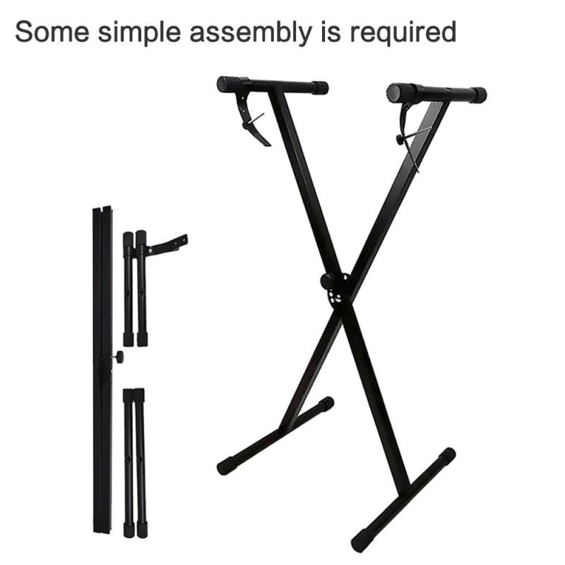 Keyboards & Pianos |   Universal Folding Piano Keyboard Stand Bracket X-Style Heavy Duty Metal Material Black Keyboards & Pianos Black