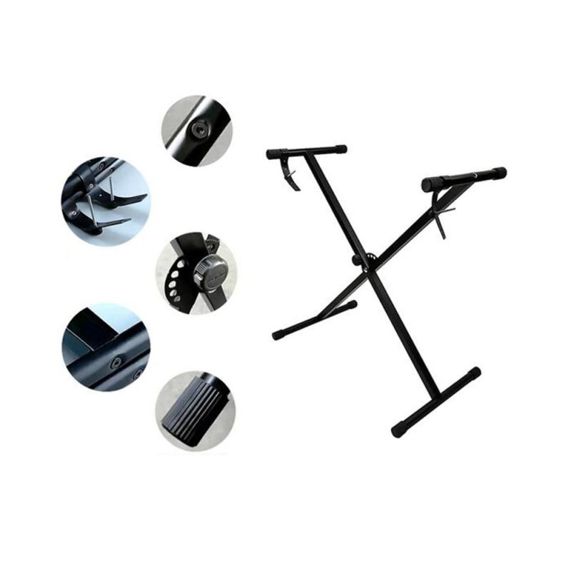 Keyboards & Pianos |   Universal Folding Piano Keyboard Stand Bracket X-Style Heavy Duty Metal Material Black Keyboards & Pianos Black