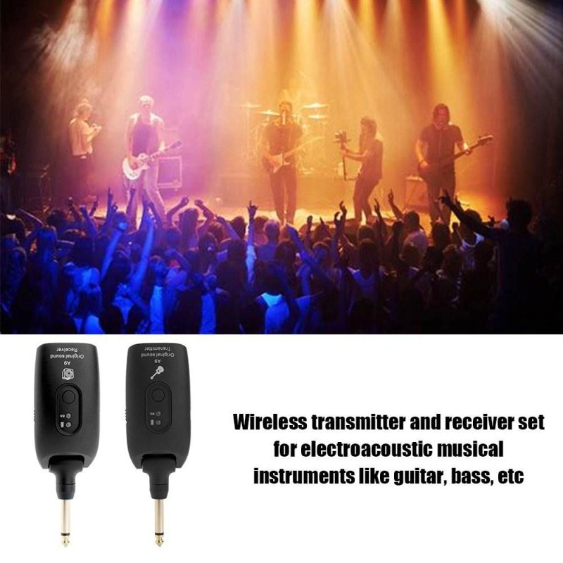 Musical Effects |   2.4G Wireless Guitar System Electric Guitars Transmitter and Receiver Set Built-in Rechargeable Battery 30M Transmission Range Black Musical Effects Black