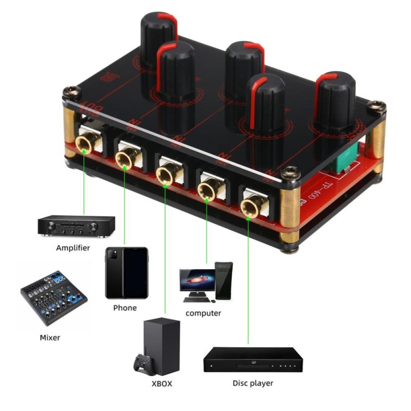 Musical Effects |   4-Channel Line Stereo Mixer Audio Mixer 4-in-1-out Passive Mixer Musical Effects Musical Effects