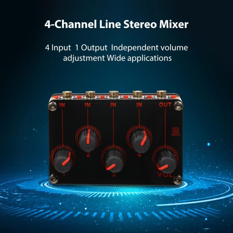 Musical Effects |   4-Channel Line Stereo Mixer Audio Mixer 4-in-1-out Passive Mixer Musical Effects Musical Effects