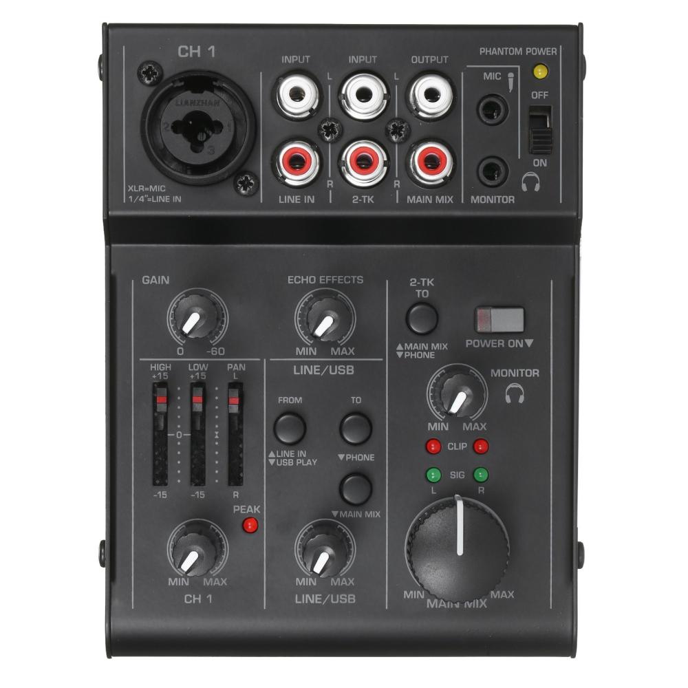 Musical Effects |   5-Channel Compact Audio Mixer Sound Mixing Console Black Musical Effects Black