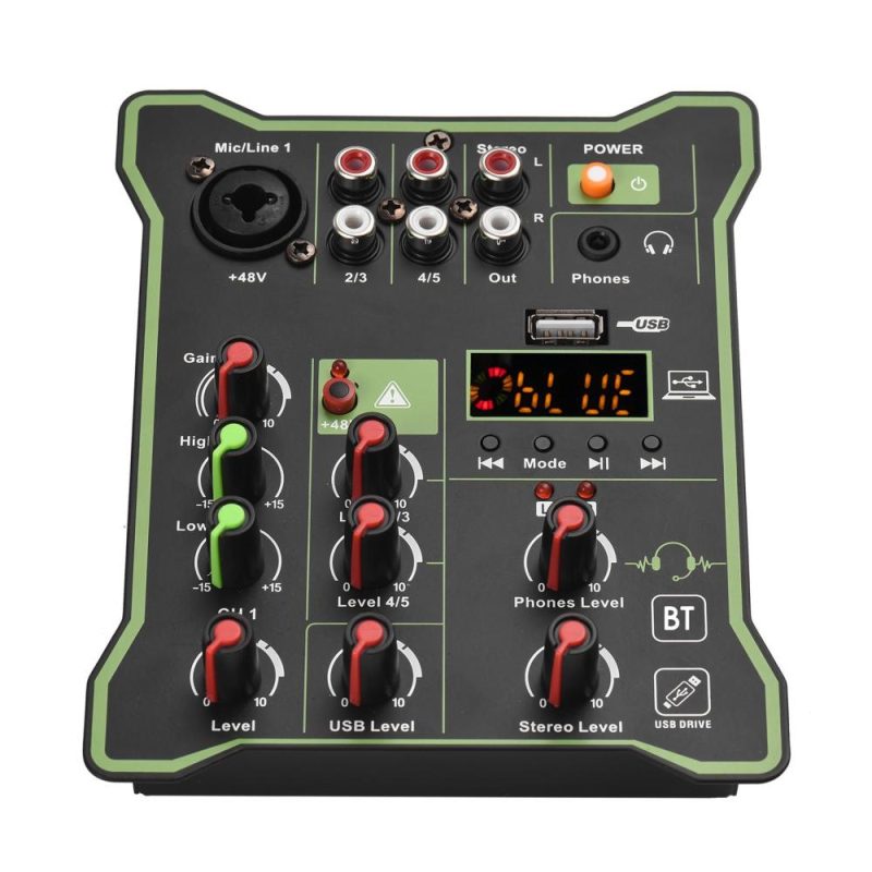 Musical Effects |   5-Channel Compact Audio Mixer Sound Mixing Console Black Musical Effects Black