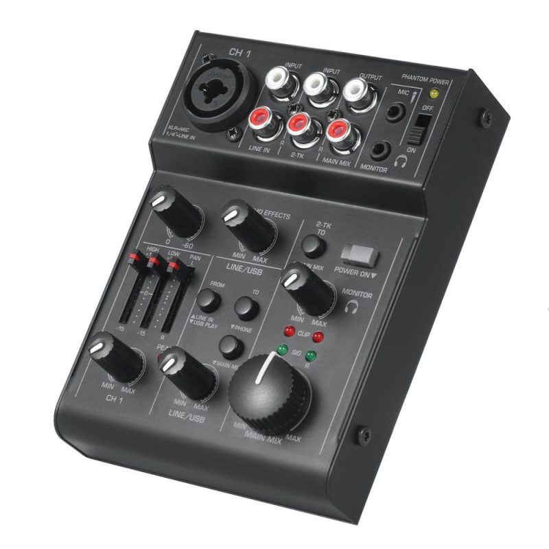 Musical Effects |   5-Channel Compact Audio Mixer Sound Mixing Console Black Musical Effects Black