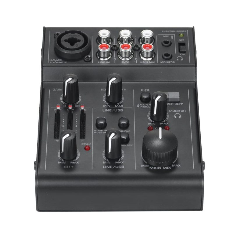 Musical Effects |   5-Channel Compact Audio Mixer Sound Mixing Console Black Musical Effects Black