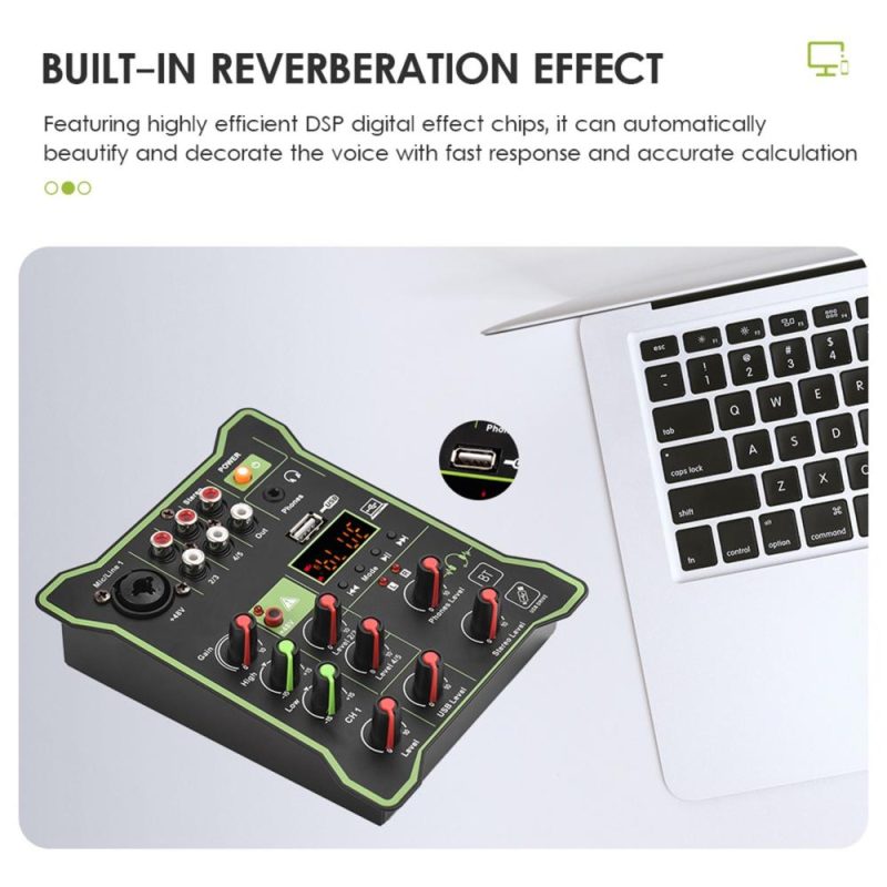 Musical Effects |   5-Channel Compact Audio Mixer Sound Mixing Console Black Musical Effects Black