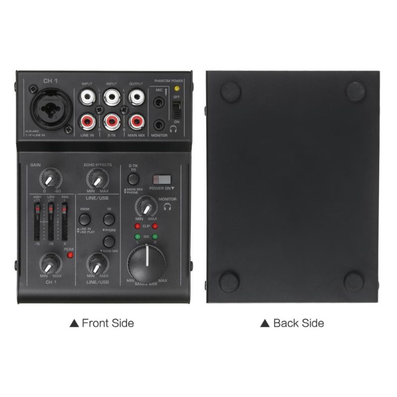 Musical Effects |   5-Channel Compact Audio Mixer Sound Mixing Console Black Musical Effects Black