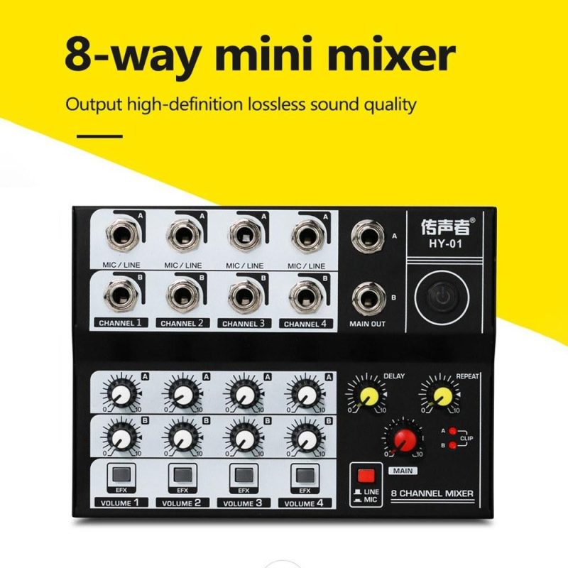 Musical Effects |   8 Channel Multifunctional USB Audio Mixer Portable Sound Mixer Black Musical Effects Black