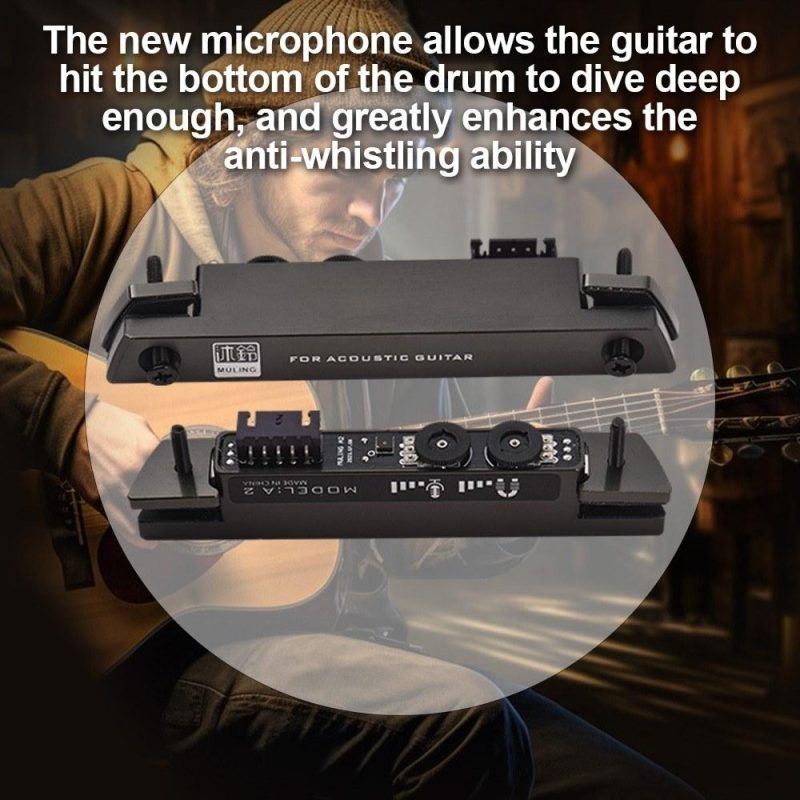 Musical Effects |   Acoustic Pickup Portable Guitar Pickup Dual Coil Magnetic Induction and Microphone for Folk Guitar Pickup Black Musical Effects Black