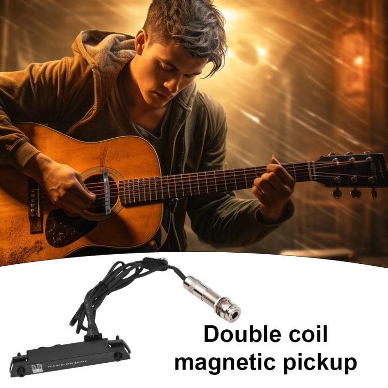 Musical Effects |   Acoustic Pickup Portable Guitar Pickup Dual Coil Magnetic Induction and Microphone for Folk Guitar Pickup Black Musical Effects Black