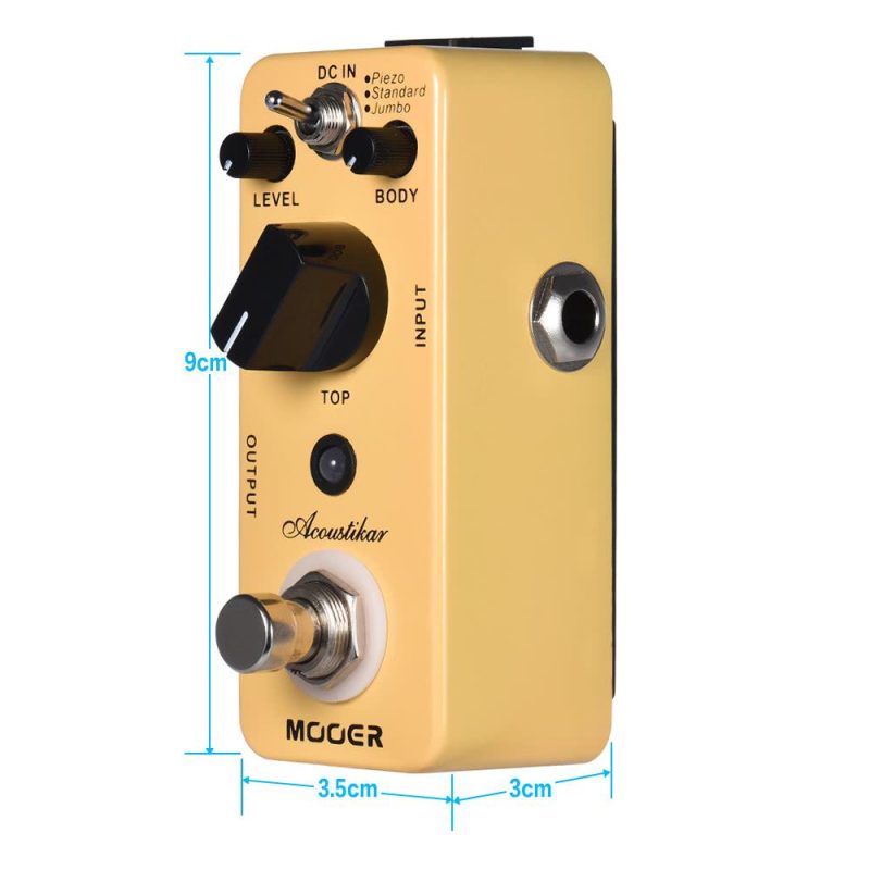 Musical Effects |   Acoustikar Acoustic Guitar Simulator Effect Pedal True Bypass with 3 Modes (Piezo/Standard/Jumbo) Yellow Musical Effects Musical Effects