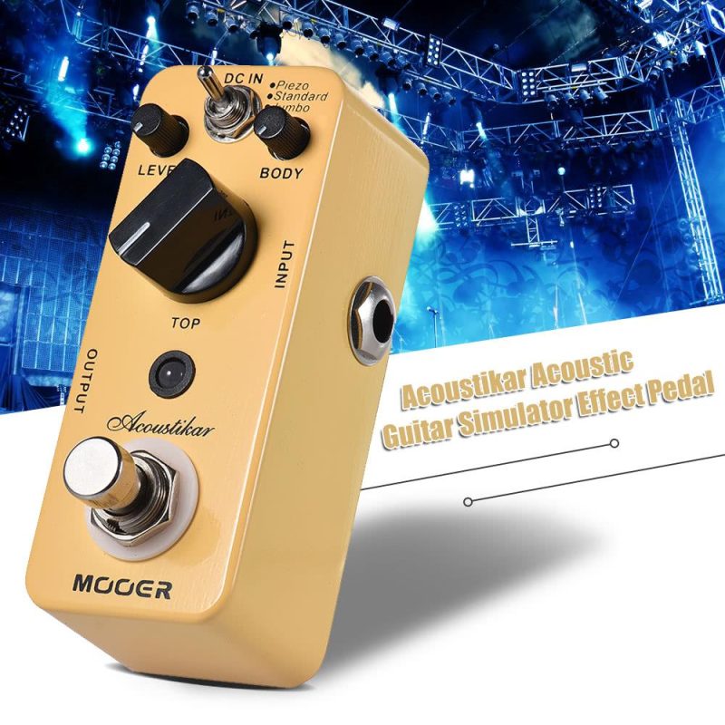 Musical Effects |   Acoustikar Acoustic Guitar Simulator Effect Pedal True Bypass with 3 Modes (Piezo/Standard/Jumbo) Yellow Musical Effects Musical Effects