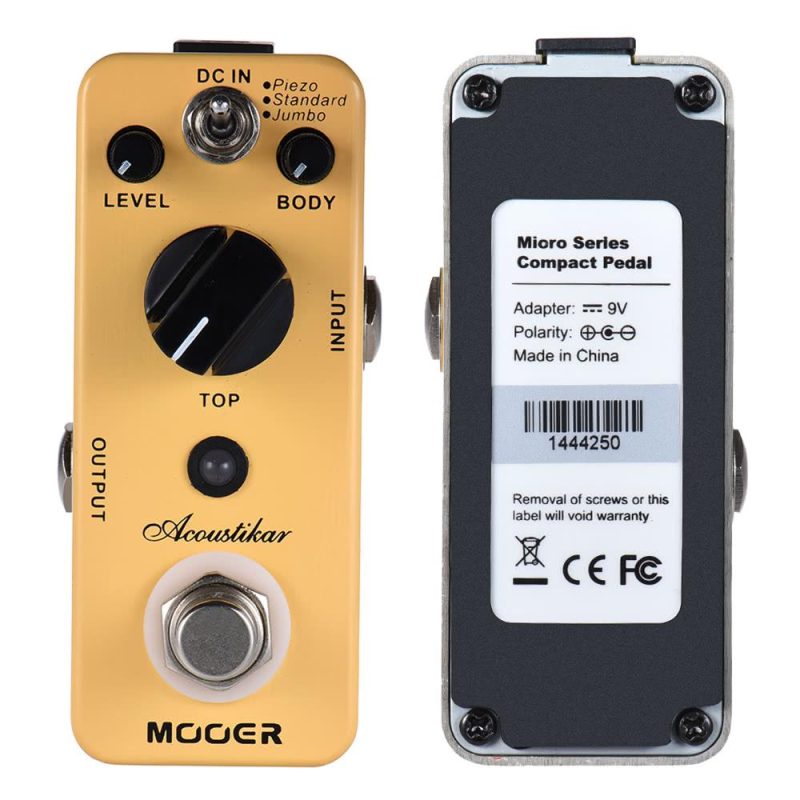 Musical Effects |   Acoustikar Acoustic Guitar Simulator Effect Pedal True Bypass with 3 Modes (Piezo/Standard/Jumbo) Yellow Musical Effects Musical Effects