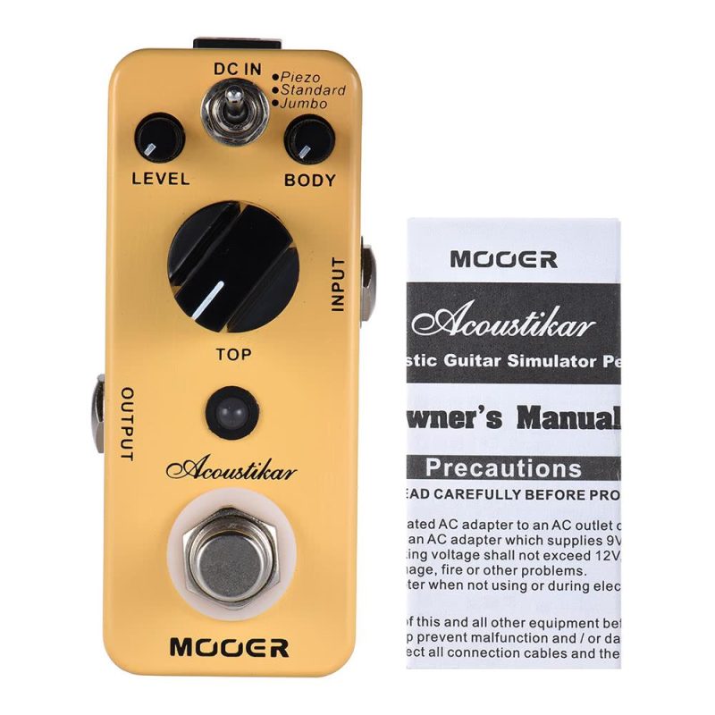 Musical Effects |   Acoustikar Acoustic Guitar Simulator Effect Pedal True Bypass with 3 Modes (Piezo/Standard/Jumbo) Yellow Musical Effects Musical Effects