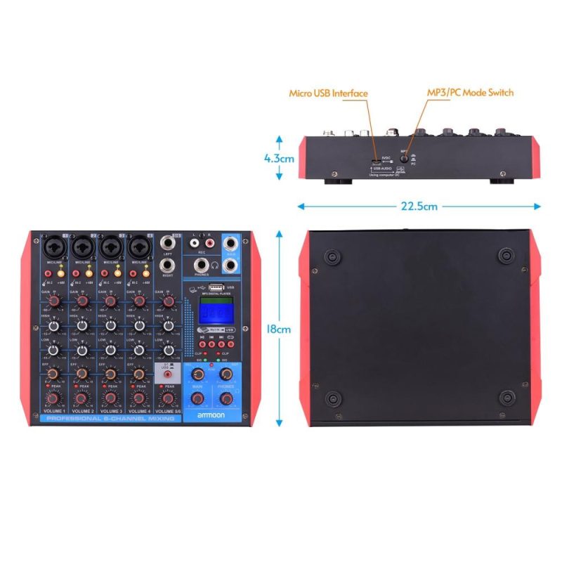 Musical Effects |   AG-6 Portable 6-Channel Mixing Console Digital Audio Mixer Musical Effects Musical Effects