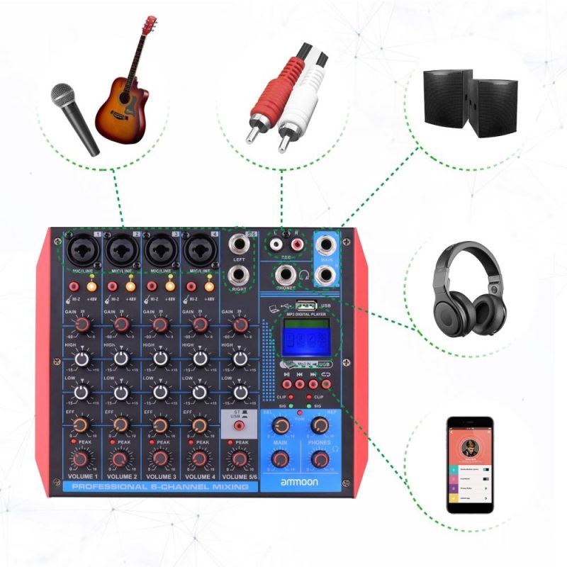 Musical Effects |   AG-6 Portable 6-Channel Mixing Console Digital Audio Mixer Musical Effects Musical Effects